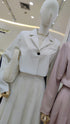 Stripes Collar Down Crop Blazer With Skirts Sets
